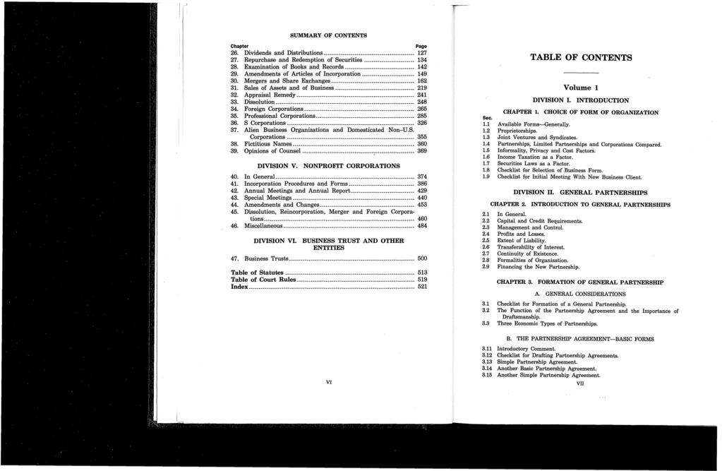 I J I Chapter SUMMARY OF CONTENTS Page 26. Dividends and Distributions-----------------------------------------------127 27. Repurchase and Redemption of Securities-------------------------- 134 28.