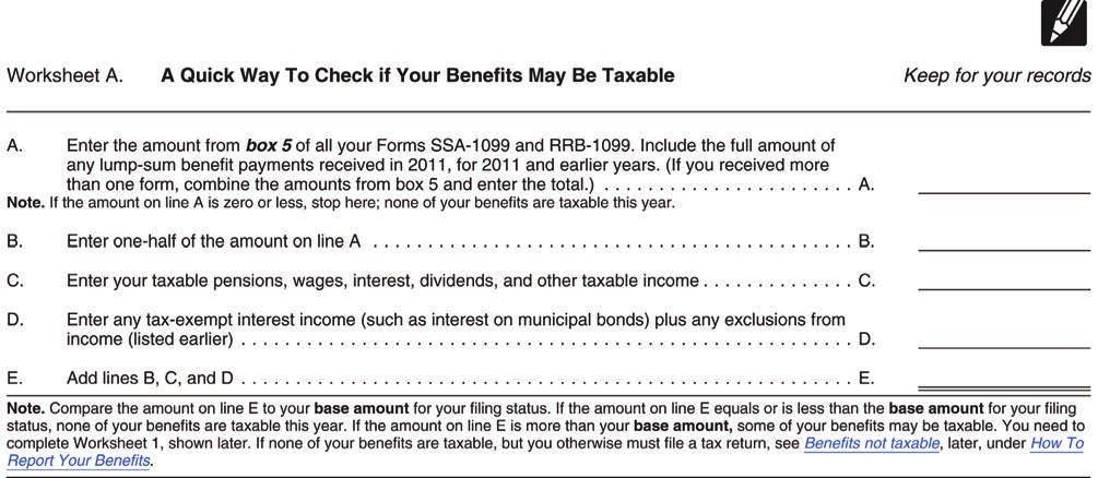 To make a quick determination about whether the taxpayer has taxable Social Security benefi ts, complete the following steps: 1.