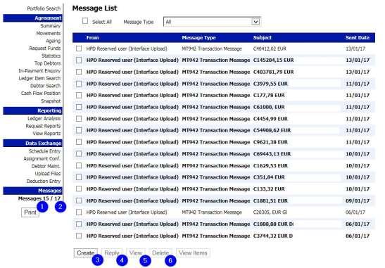 8. Messages Via the sub-menu Messages ABF Manager provides you an overview of unread messages (1) and the total number of messages (2).