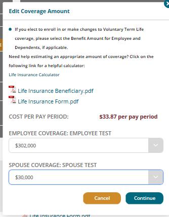BENEFITS (Optional Life Insurance) Increases in coverage must be applied