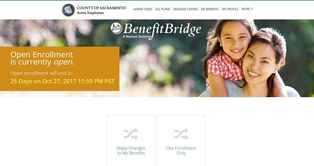 Start by navigating to the website at www.benefitbridge.com/saccounty If this is your first time using BenefitBridge you will need to register; refer to the New User registration instructions.