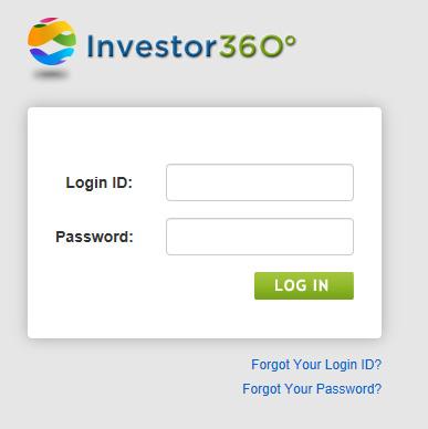 1. Go to www.investor360.net, enter your login ID and temporary password, and click Log In. 2. The user agreement displays. Read through the agreement and click I Agree. 3.