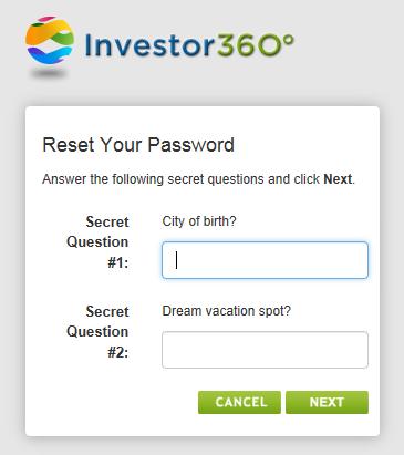 3. Answer your security questions and click Next. Remember that answers are not case sensitive.