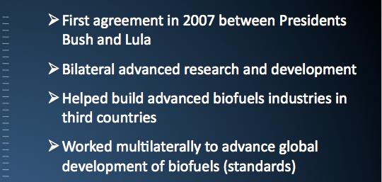 US-BRAZIL MOU So, if you look across that list I put up there -BP, Shell, DuPont, just to name a few - are already way, way out front in terms of reaching out to Brazil and looking for partnerships.