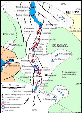 Regulatory Strategic Focus MW of geothermal capacity in Olkaria. Over sixteen geothermal prospects have been identified in Kenya as illustrated below: East African Rift Potential (MW) 1.