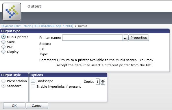 Click on in the Menu and select the appropriate output options for the report. Once the options are selected click. 12.