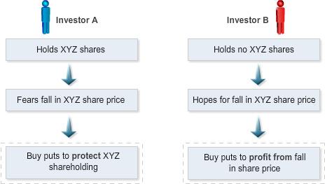 Using puts to hedge a physical shareholding is covered in Module 7: 'Protect the value of your shares'. Profits and losses The most you can lose when you buy a put is the premium you paid.