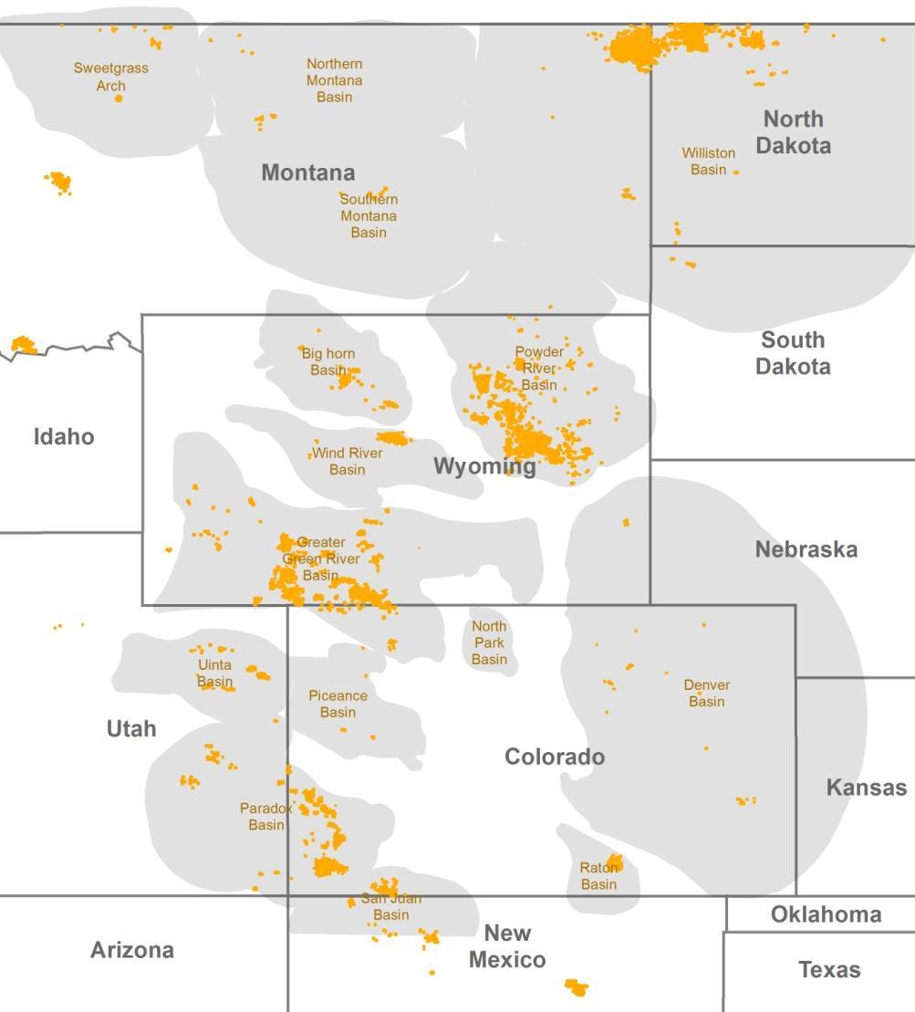 Rocky Mountain Operations Overview Asset Map Focus on oil and liquids rich properties in four major producing basins: Powder River Basin: Stacked oil plays targeting the oil zones: Shannon, Sussex,