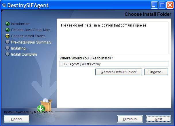 The selected files are displayed in the Choose a Java VM window.