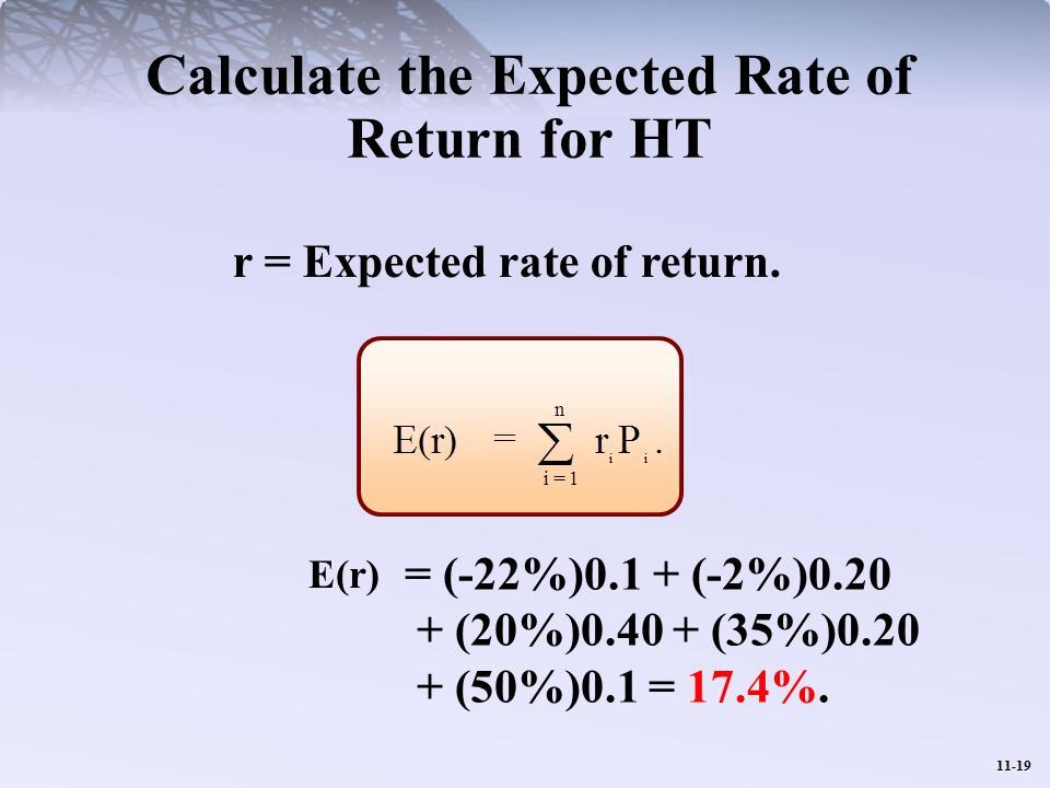 Calculate the Expected Rate of Return for HT r = Expected rate of return.