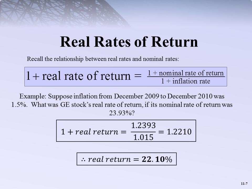 Example: Suppose inflation from December 2009 to December 2010 was 1.5%.