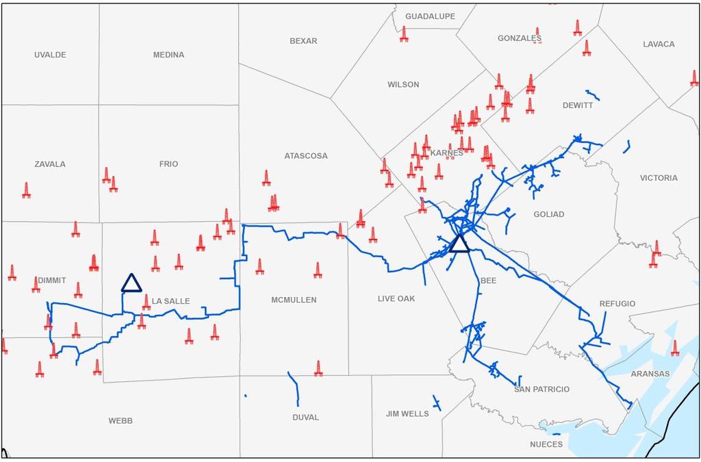 SouthTX Well Positioned in the Eagle Ford Summary Asset Map and Rig Activity (1) Multi-county gathering system with interconnected plants spanning the Eagle Ford Growth driven by JV with Sanchez
