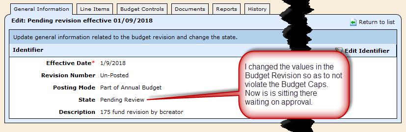 Well when I looked at the Budget Controls I thought there might be a problem and there is. It is telling us the Budget Cap Controls were violated.