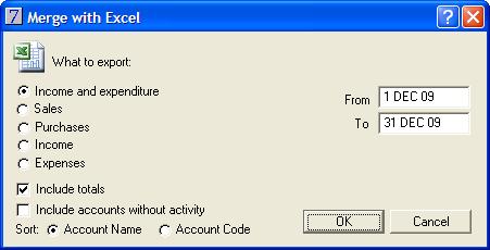 Merge Accounts with Excel This facility provides a monthly breakdown for the selected period of income and expenditure.