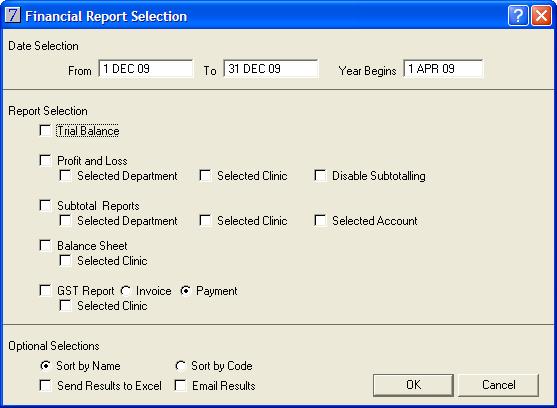 To Generate Financial Reports 1) Go to: Main menu > General Ledger module > Reports menu > Financial Reports.
