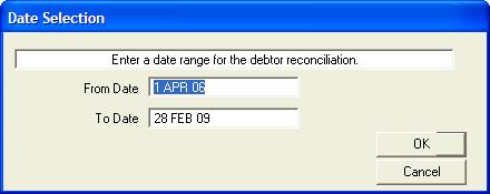 Step 4: Print Debtor Reconciliation The Debtor Reconciliation checks that the total of all the debtor accounts is in balance with the Debtor control account.