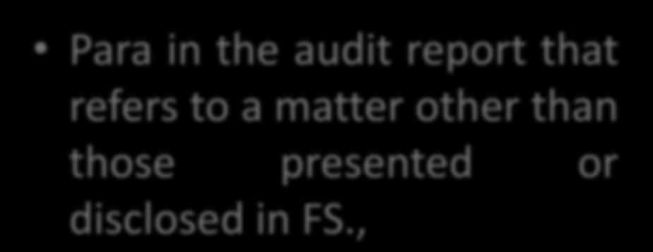 paras Para in the audit report On a matter