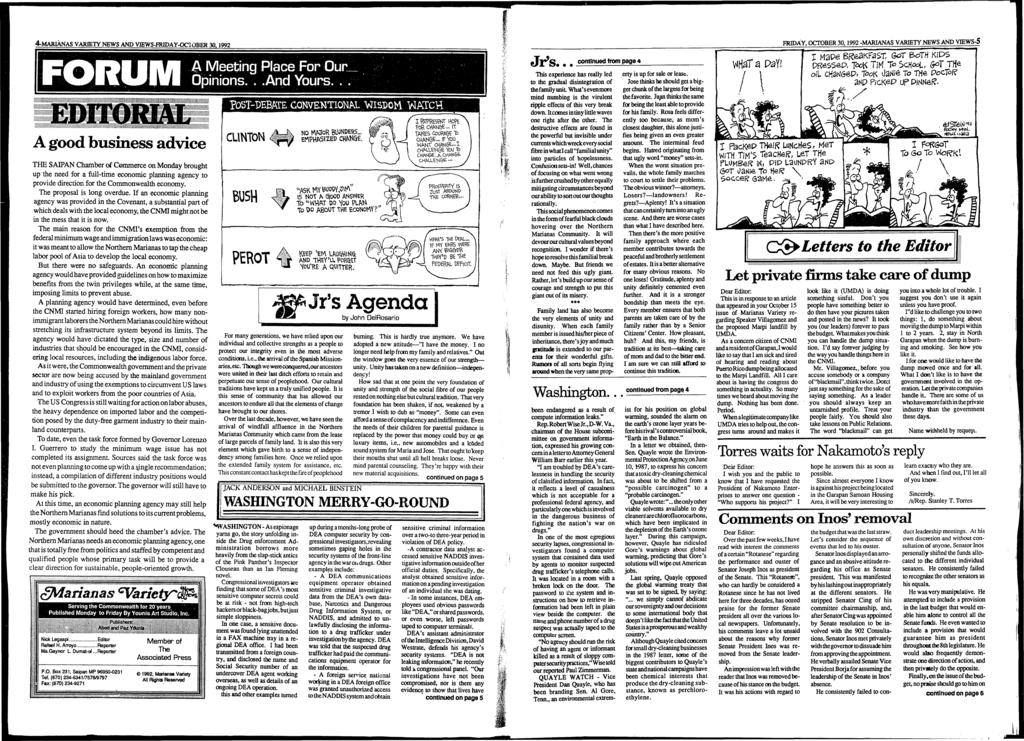 4-MARIÀNAS VARIETY NEWS AND VffiWS-FRIDAY-OCTOBER 30.1992 j-a ^ ÿÿavp «W * <>*<.