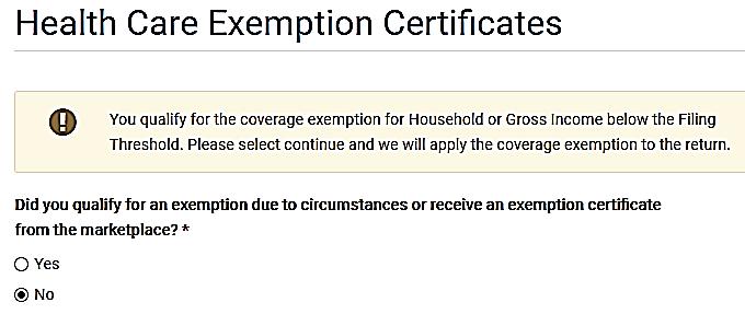 Filing Threshold Exemption Gross Income Computed by TaxSlayer TaxSlayer says taxpayer qualifies Check no