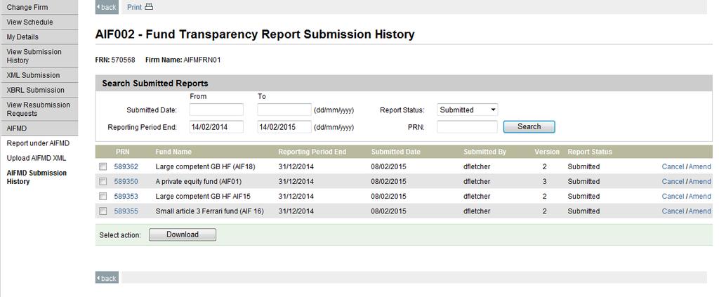 SCREEN NAME PATH AIF002 FUND TRANSPARENCY REPORT SUBMISSION HISTORY