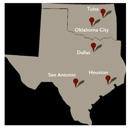 permanent members and 25 contractors). We have offices in Dallas, Houston, Oklahoma City, San Antonio, and Tulsa.