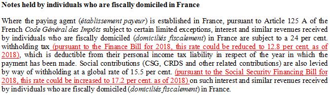 The "French Taxation" section on pages 790 and 791 of the Base Prospectus is amended as follows: (a) the second paragraph under the sub-heading "Notes which are not consolidated (assimilables for