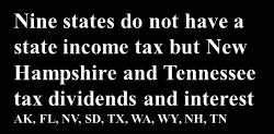 dividends and interest AK, FL, NV, SD, TX, WA, WY,