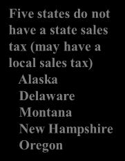 (may have a local sales tax) Alaska Delaware Montana