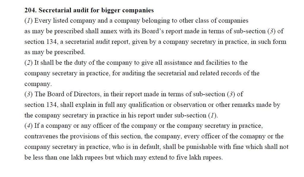 ANNEXURE I Section 204 of the Companies Act 2013 Rule 9 of the Companies (Appointment and Remuneration of Managerial personnel) Rules 2014 9. Secretarial Audit Report.