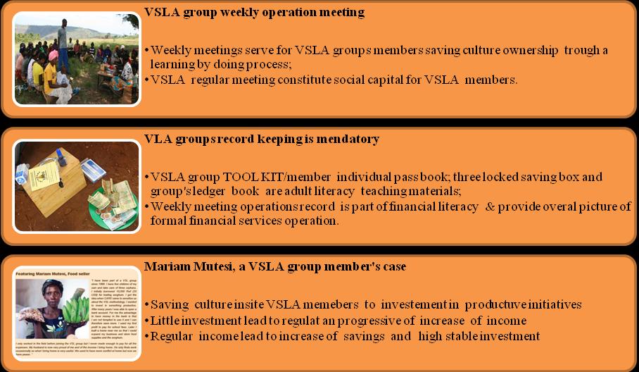 By focusing on financial education the VSLA model enables financially excluded people to make the right choice and use of financial services.