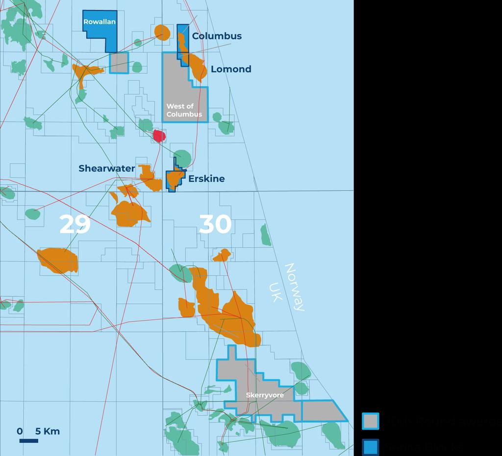 UK 30 th Round Award Offers Serica has provisionally been awarded blocks in three strategic areas in the Central North Sea Rowallan South (20%) The Rowallan Prospect is mapped to continue into