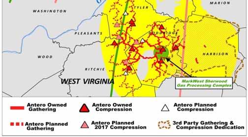 Marcellus in WV and PA 100% fixed fee long term contracts Projected Gathering and Compression Infrastructure Marcellus Shale Utica Shale Total YE 2016E Cumulative Gathering/ Compression Capex ($MM)