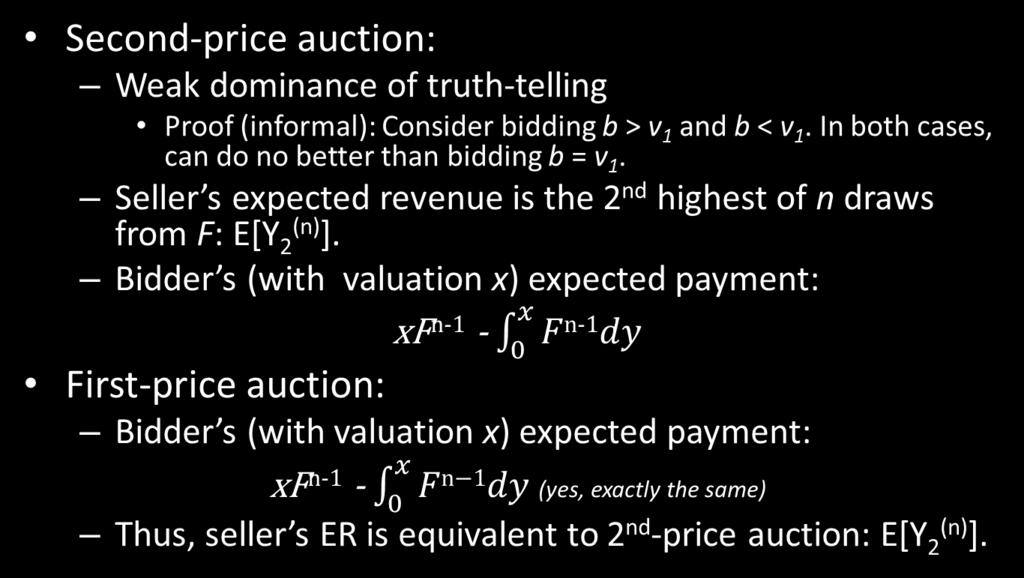 Properties of first- & second-price auctions