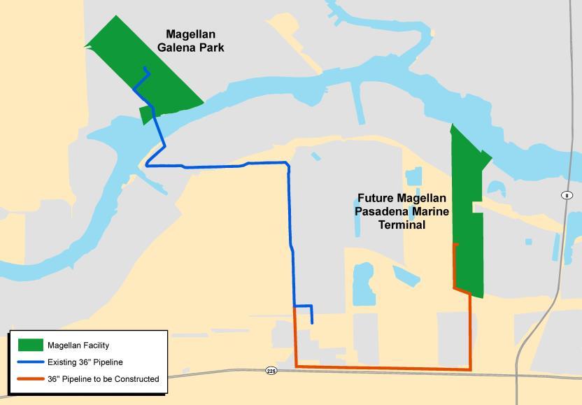 Pasadena Marine Terminal Recently announced plans to construct a new marine terminal in Pasadena, Texas Initial project includes 1mm bbls of refined products and ethanol storage, marine dock and