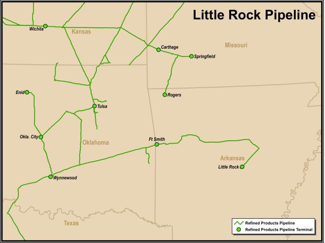 Little Rock Pipeline Little Rock Pipeline Recently extended reach of refined products pipeline system from Ft.