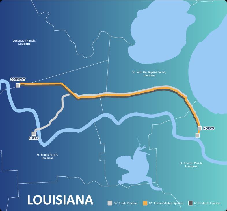 Maurepas Pipeline Overview Project Construct, own and operate three pipelines for Motiva Enterprises, LLC in St.