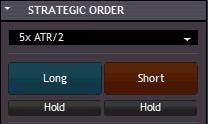 (Strategic order panel in standard mode) The dropdown list provides a set of predefined strategies for swing-trading, scalping, news-trading and just for evaluation and just to complete the list (but