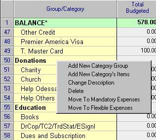 Page 16 of 24 Invest Income Other Income You can change any description; add new category group or new category's items; delete any category or category's item; move any category from the Mandatory