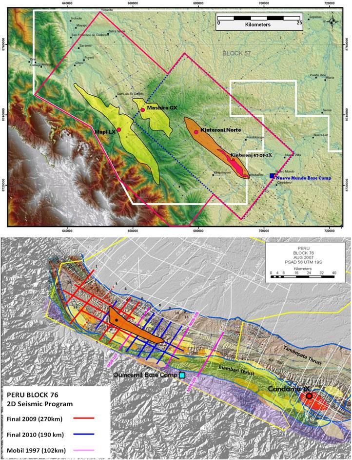 11 Peru Ucayali Gas A 750 to 1,400 km 2 3D survey is planned on Block 57 during 2011-2012. This data will allow further delineation and extension of the Kinteroni trend.
