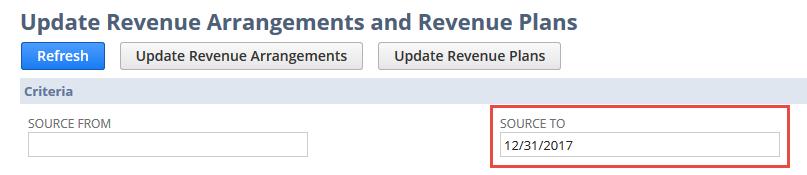 Setup for 23 a. Go to Transactions > Financial > Update Revenue Arrangements and Revenue Recognition Plans (Administrator) to open the Update Revenue Arrangements and Revenue Plans page. b.