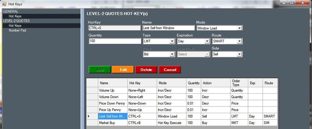 Hot Keys There are 6 different types of hot keys that can be used for trading in Gtrade. The combination of setting up all key types will allow for complete trading using the keyboard.