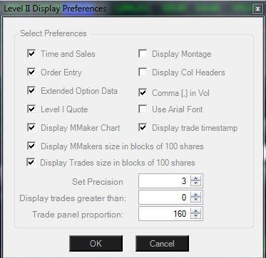 Display MMakers size in blocks of 100 shares b. Display Trades size in blocks of 100 shares c. Change the decimal places.