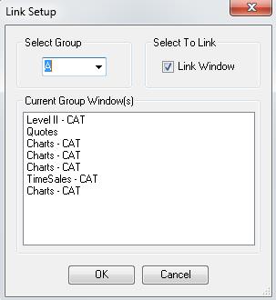 Linking windows: To link windows together select the Linked to Group on the Level 2 submenu, then select a group letter.