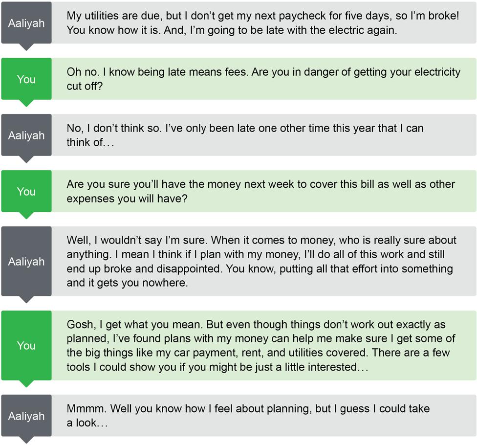 Respond when people initiate Here s an example of how it could sound if someone brings up a financial issue directly.