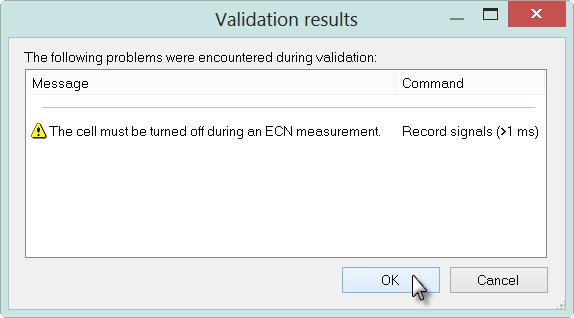 5 Cell switch restriction ECN measurements, regardless of the experimental setup, must always be carried out with the cell switched off. During validation, the cell status is checked.