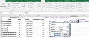 Excel Goal Seek and Salary Schedule projections Click in cell amount of increase Select Data Tab > What-If