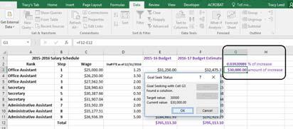 amount of increase desired By changing cell: is the cell with the % of increase Click OK to run 25 Excel Goal