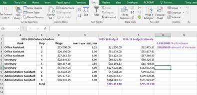 increase cost to 30,000 and updates all the Wages in the Estimate column 26 Excel Goal Seek and Salary Schedule