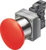 Actuators and Indicators, Metal, Round, 22 mm Complete units (UNIT) = 1 PS* = 1 UNIT PG = 102 Siemens AG 2010 Rated voltage of lamp Color of handle Contacts for front plate mounting DT Screw