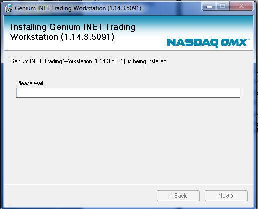 Trading Workstation Installation Guide If you want to change any of the settings, click Back. Otherwise, proceed to the next step. 4. Install the application by clicking Next.